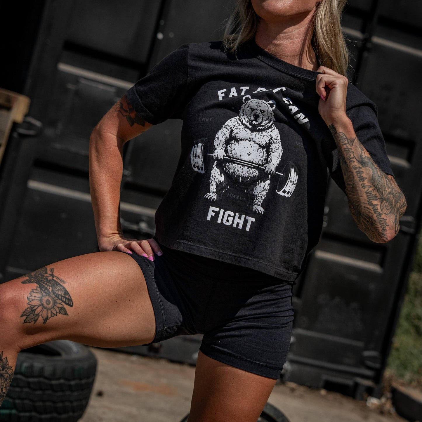Fat But Can Fight Women's Heavyweight Crop Tee