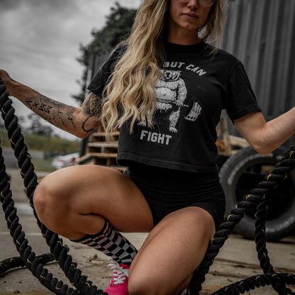 Fat But Can Fight Women's Heavyweight Crop Tee