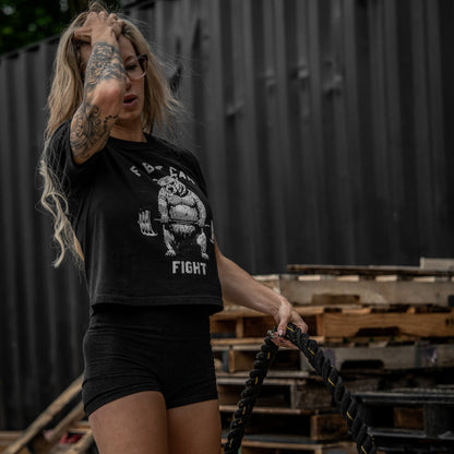 Fat But Can Fight Women's Heavyweight Crop Tee