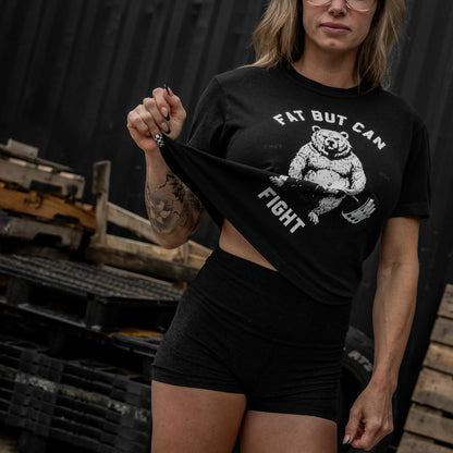 Fat But Can Fight Women's Heavyweight Crop Tee