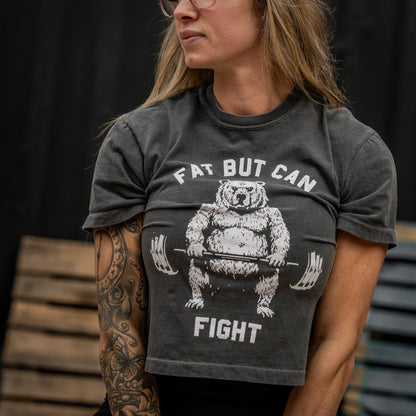 Fat But Can Fight Women's Heavyweight Crop Tee