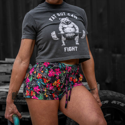 Fat But Can Fight Women's Heavyweight Crop Tee