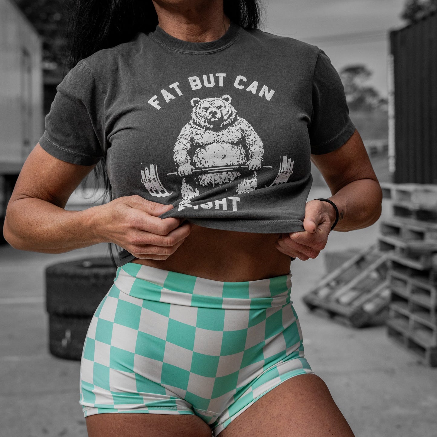 Fat But Can Fight Women's Heavyweight Crop Tee