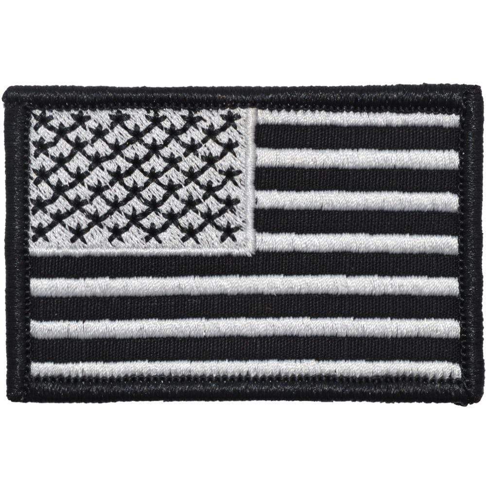 US Flag - 2x3 Patch - Black w/ Silver