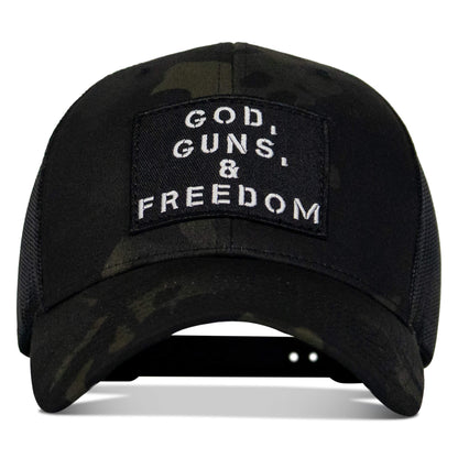 God, Guns, And Freedom Patch Mid-Profile Mesh Snapback Hat