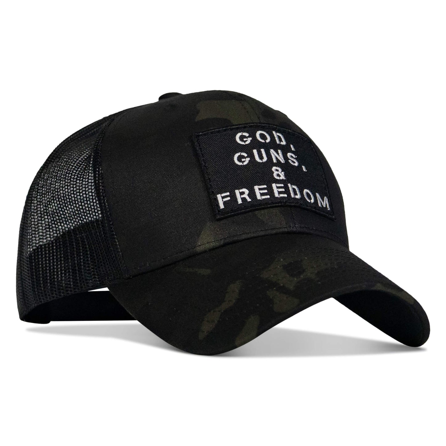 God, Guns, And Freedom Patch Mid-Profile Mesh Snapback Hat