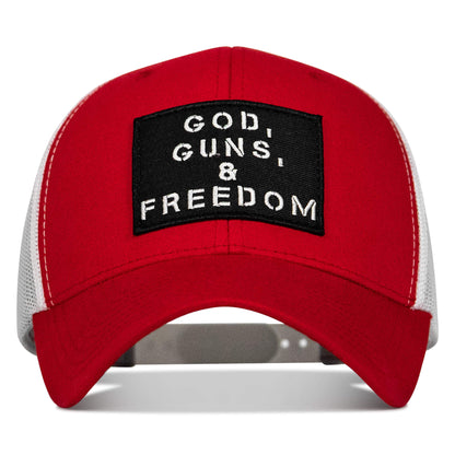 God, Guns, And Freedom Patch Mid-Profile Mesh Snapback Hat