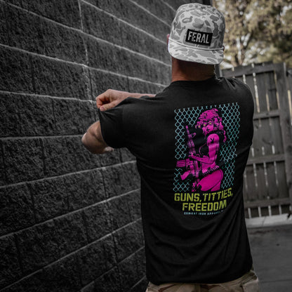 Guns, Titties, Freedom: Tactical Temptation Men's T-Shirt