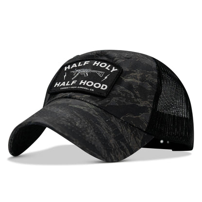 Half Holy. Half Hood Patch. Tactical Ripstop Mesh Snapback Hat