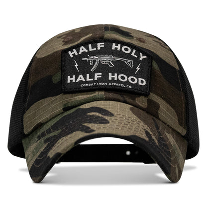 Half Holy. Half Hood Patch. Tactical Ripstop Mesh Snapback Hat