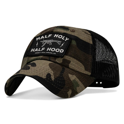 Half Holy. Half Hood Patch. Tactical Ripstop Mesh Snapback Hat
