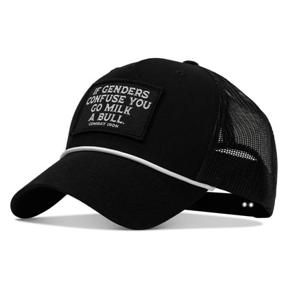 If Gender Confuses You Go Milk A Bull Patch Rope Snapback Hat