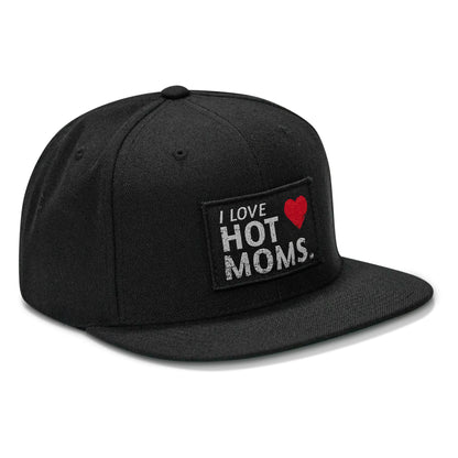 I Love Hot Moms Patch Flatbill Snapback Hat
