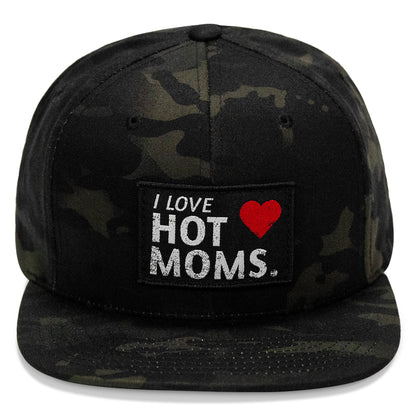 I Love Hot Moms Patch Flatbill Snapback Hat
