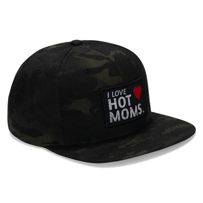 I Love Hot Moms Patch Flatbill Snapback Hat
