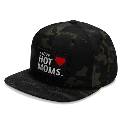 I Love Hot Moms Patch Flatbill Snapback Hat