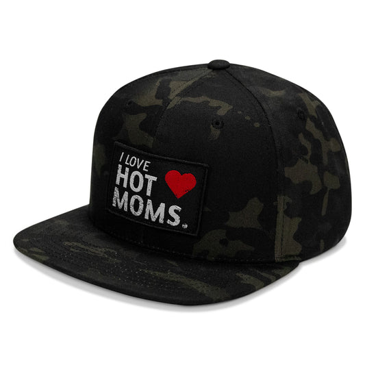 I Love Hot Moms Patch Flatbill Snapback Hat