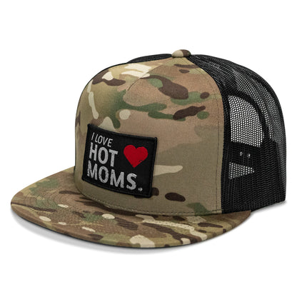 I Love Hot Moms Patch Flatbill Snapback Hat