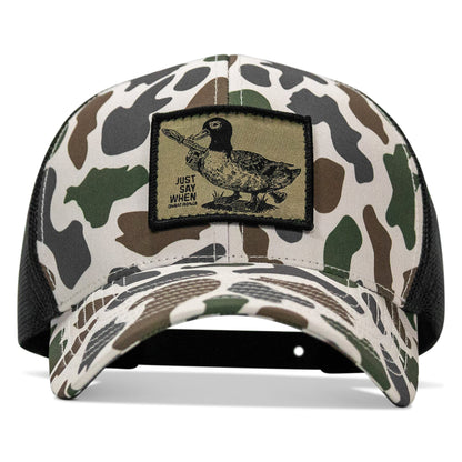 Just Say When Patch Snapback Hat