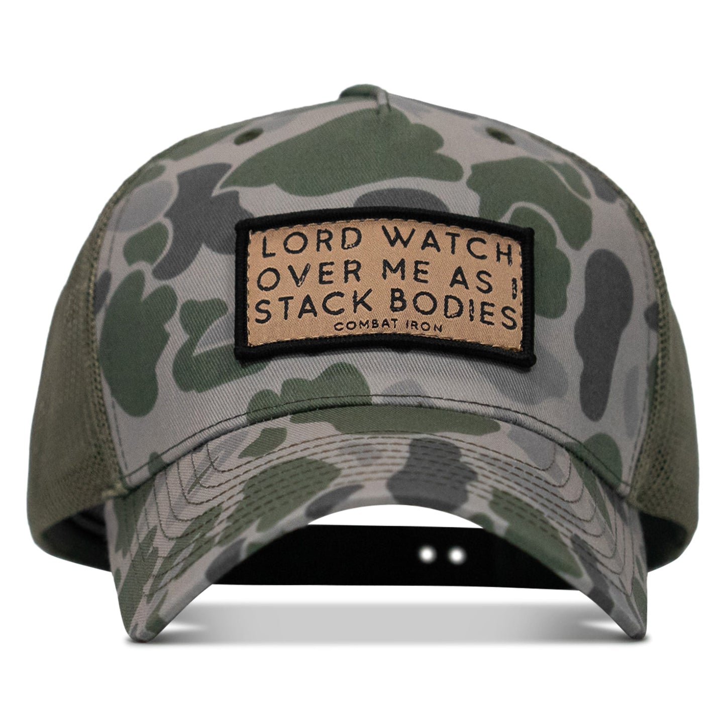 Lord Watch Over Me As I Stack Bodies Tan Patch Snapback Hat