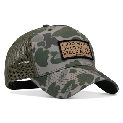 Lord Watch Over Me As I Stack Bodies Tan Patch Snapback Hat