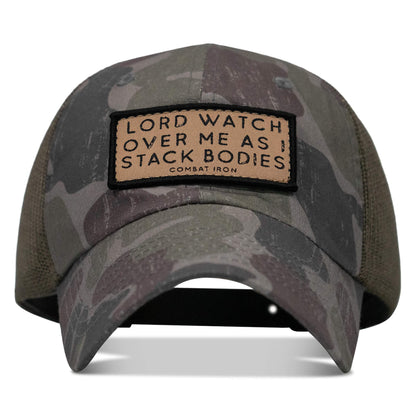 Lord Watch Over Me As I Stack Bodies Tan Patch Tactical Ripstop Mesh Snapback Hat