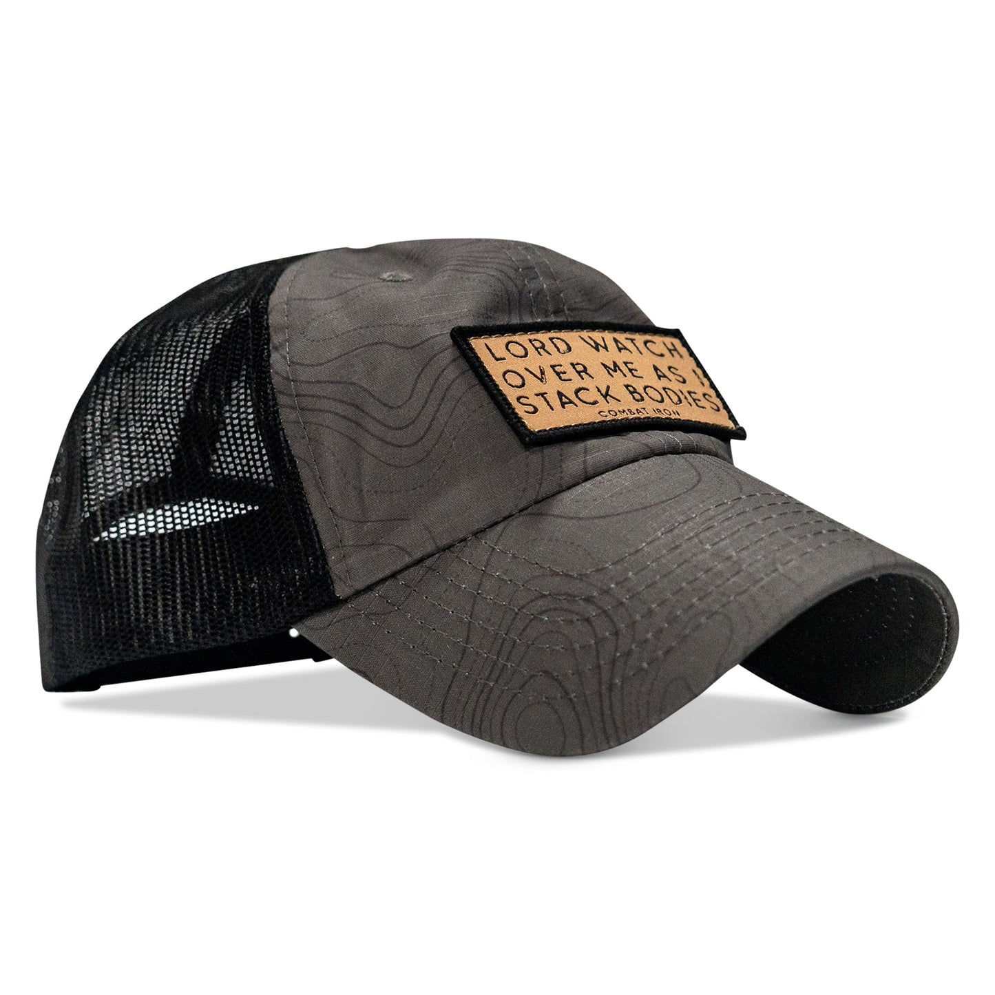 Lord Watch Over Me As I Stack Bodies Tan Patch Tactical Ripstop Mesh Snapback Hat