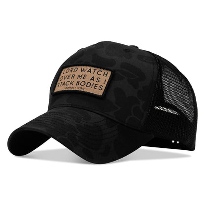 Lord Watch Over Me As I Stack Bodies Tan Patch Snapback Hat