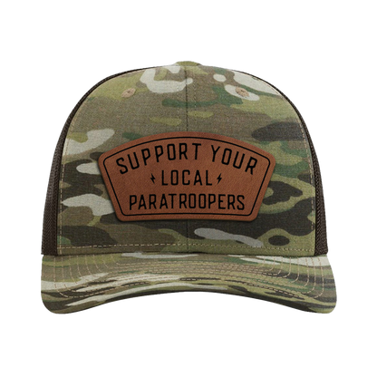 Support Local Paratrooper Leather Patch Tactical Snapback