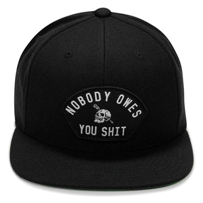 Nobody Owes Your Shit Arched Patch Flatbill SnapBack Hat