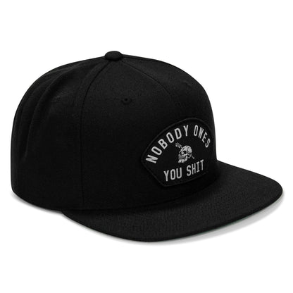 Nobody Owes Your Shit Arched Patch Flatbill SnapBack Hat