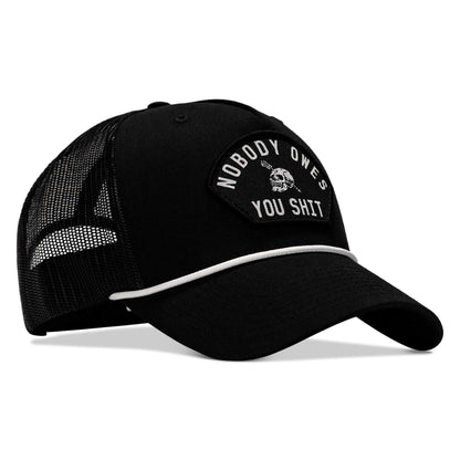 Nobody Owes You Shit Skull Arched Patch Rope Snapback