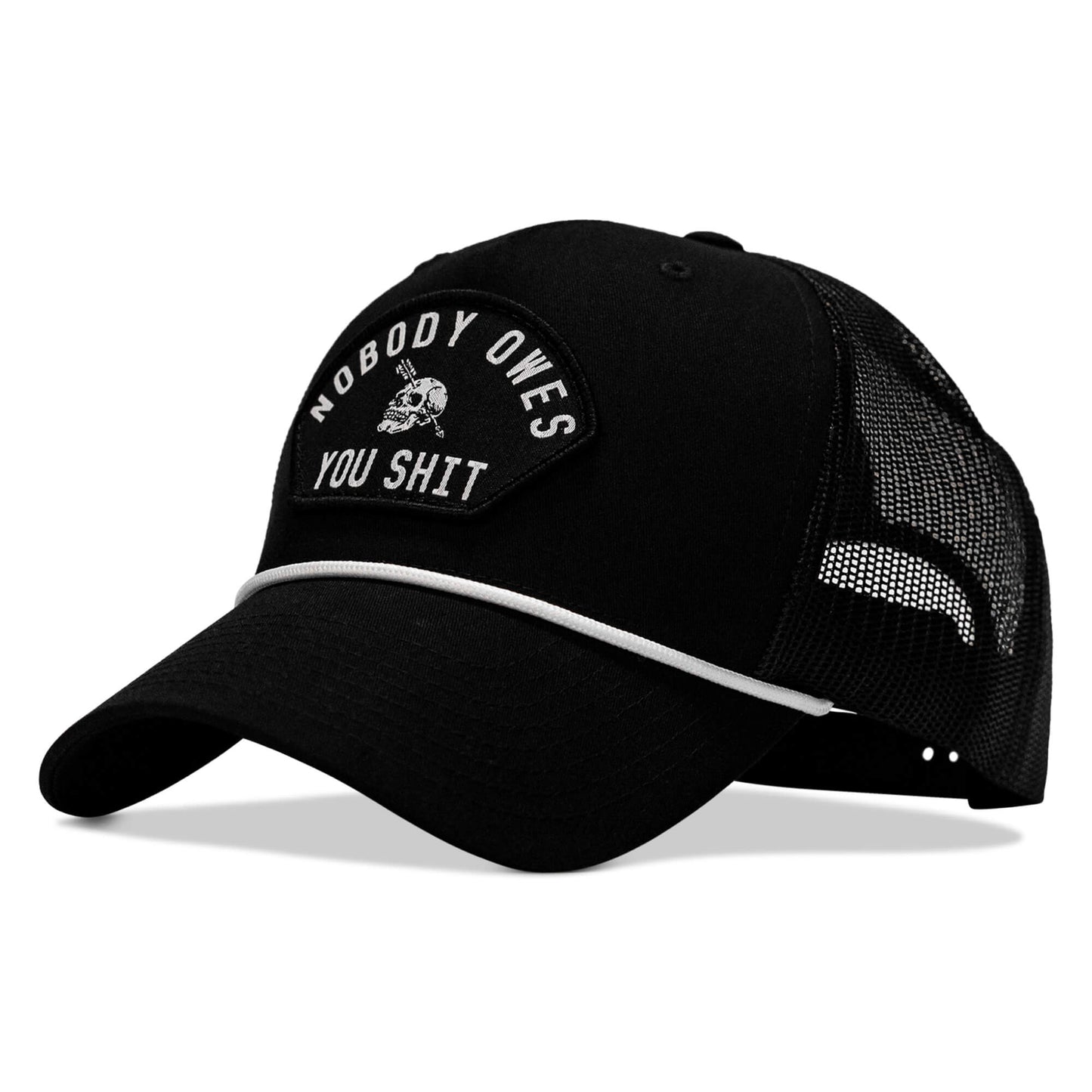 Nobody Owes You Shit Skull Arched Patch Rope Snapback