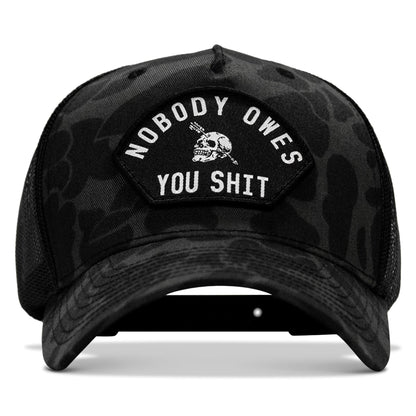 Nobody Owes You Shit Arched Skull Patch Snapback