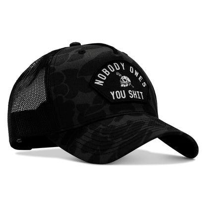 Nobody Owes You Shit Arched Skull Patch Snapback