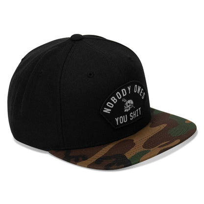 Nobody Owes Your Shit Arched Patch Flatbill SnapBack Hat