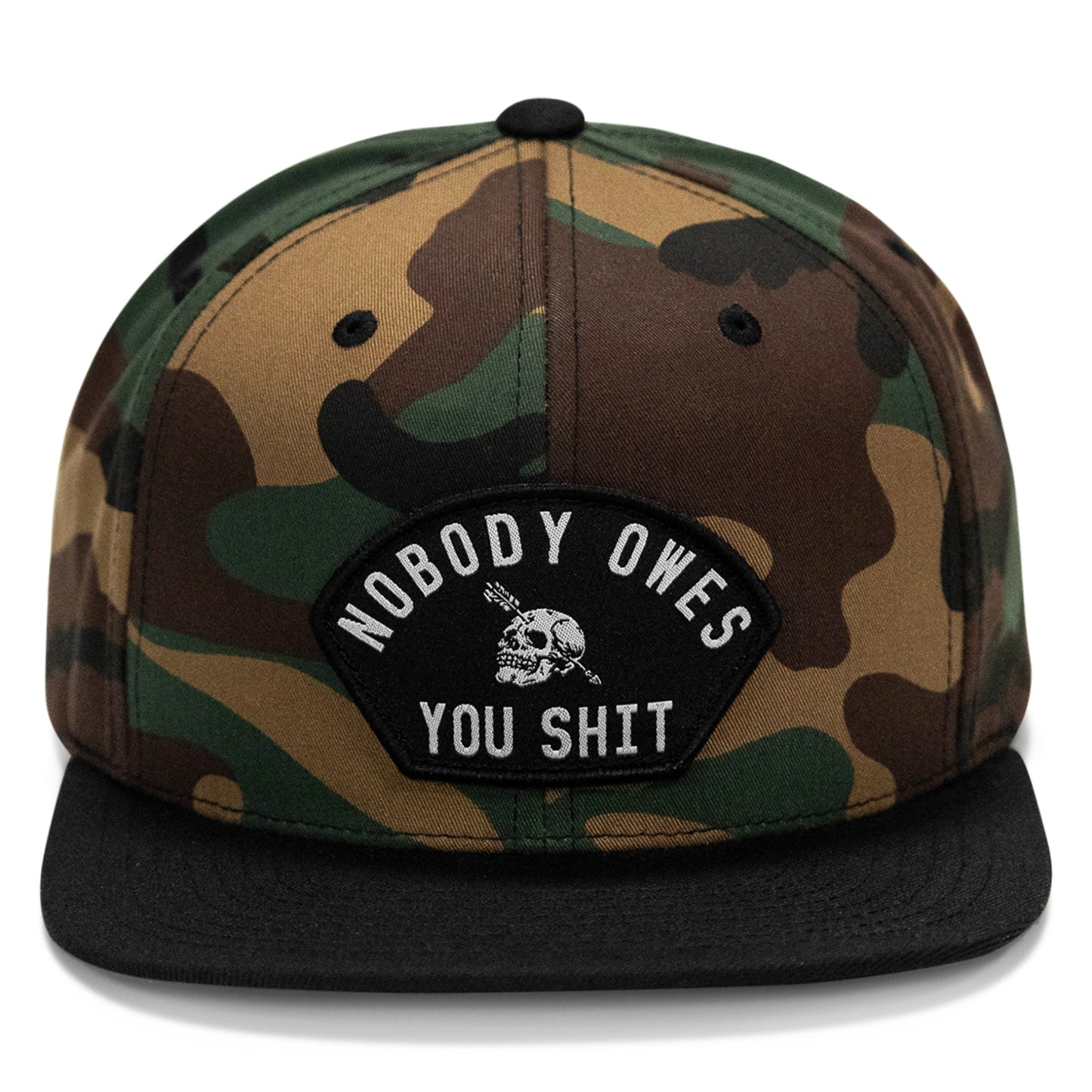 Nobody Owes Your Shit Arched Patch Flatbill SnapBack Hat