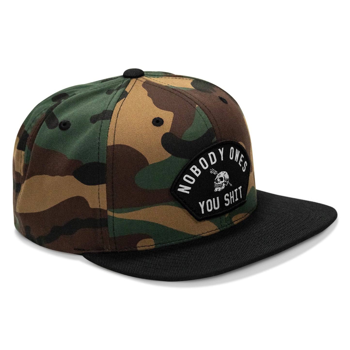Nobody Owes Your Shit Arched Patch Flatbill SnapBack Hat