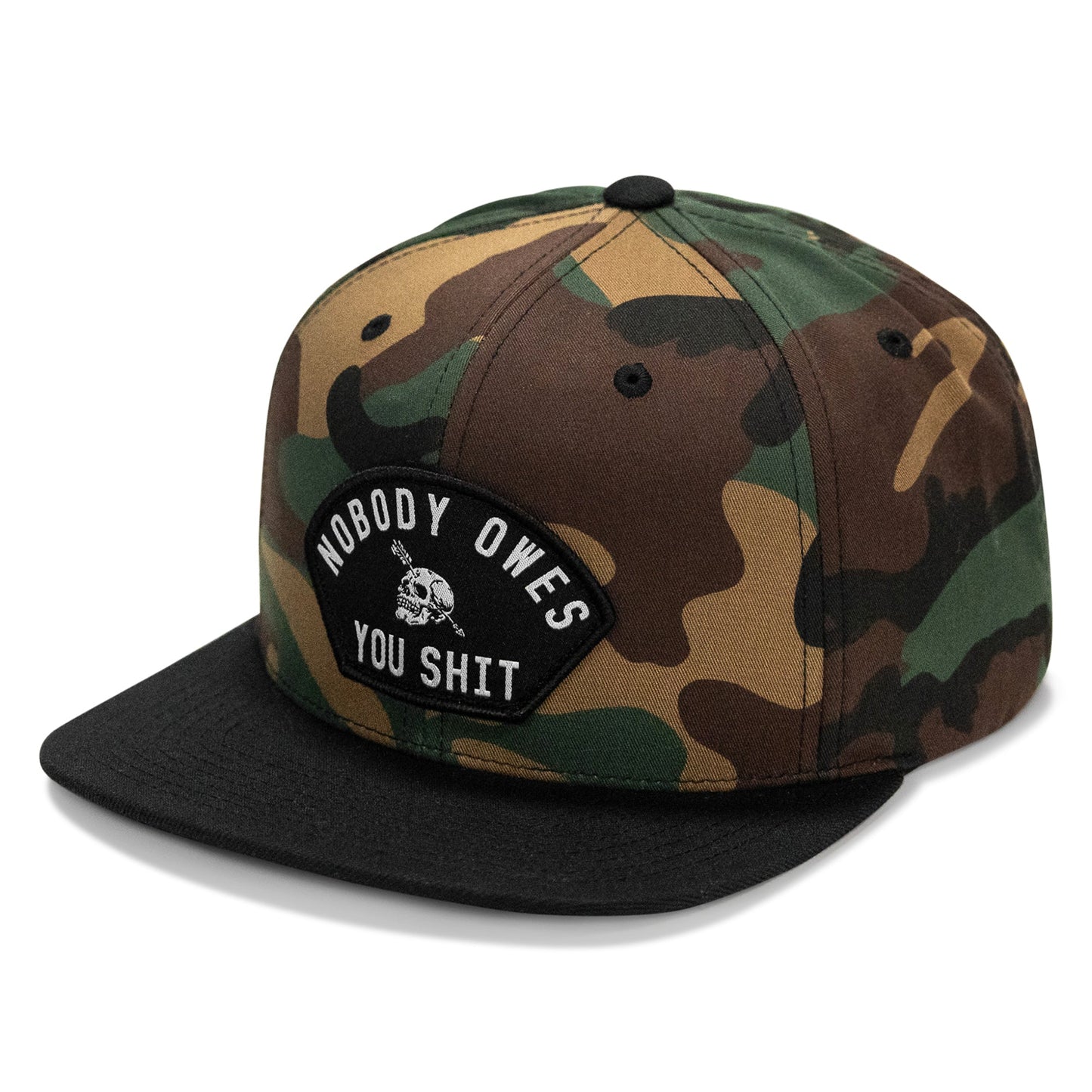 Nobody Owes Your Shit Arched Patch Flatbill SnapBack Hat