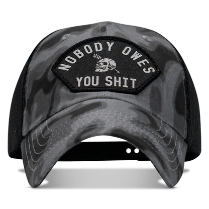 Nobody Owes You Shit Arched Patch Tactical Ripstop Mesh Snapback Hat
