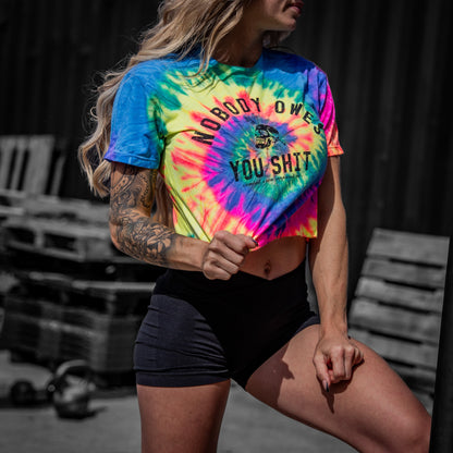 Nobody Owes You Shit Skull Women's Crop Heavyweight Tee