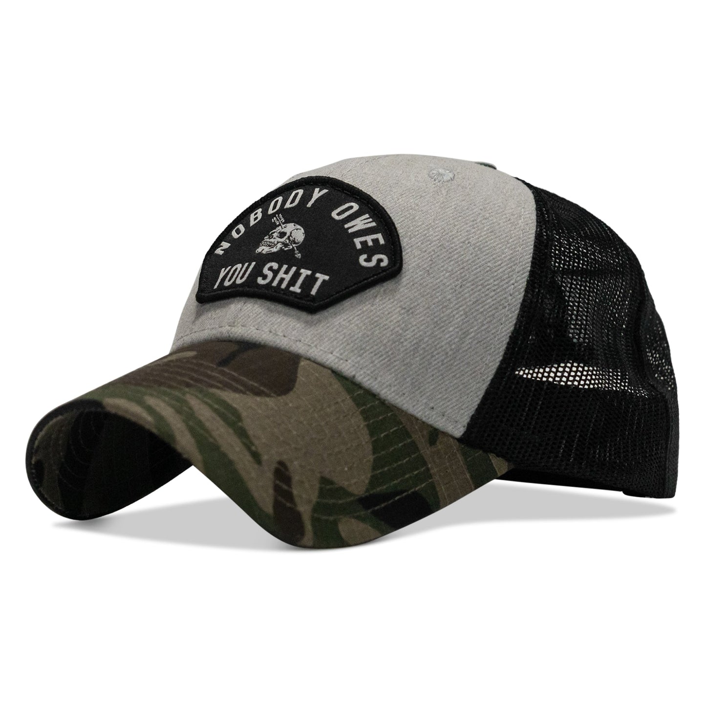 Nobody Owes You Shit Arched Skull Patch Snapback