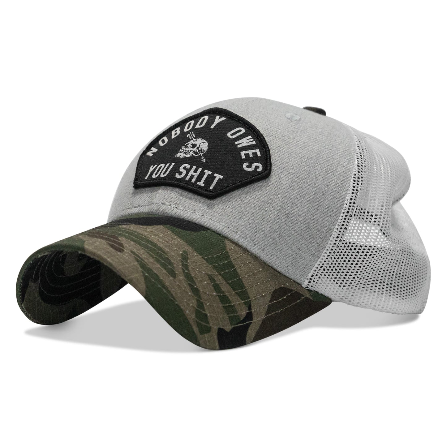 Nobody Owes You Shit Arched Skull Patch Snapback