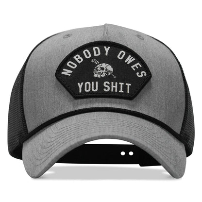 Nobody Owes You Shit Skull Arched Patch Rope Snapback