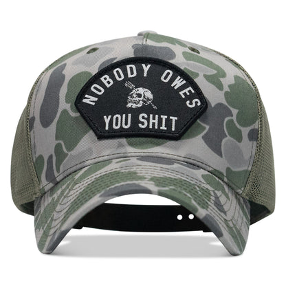 Nobody Owes You Shit Arched Skull Patch Snapback
