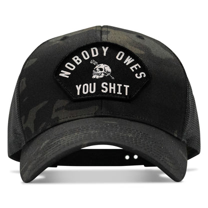 Nobody Owes You Shit Arched Skull Patch Snapback