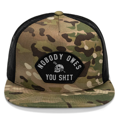 Nobody Owes Your Shit Arched Patch Flatbill SnapBack Hat