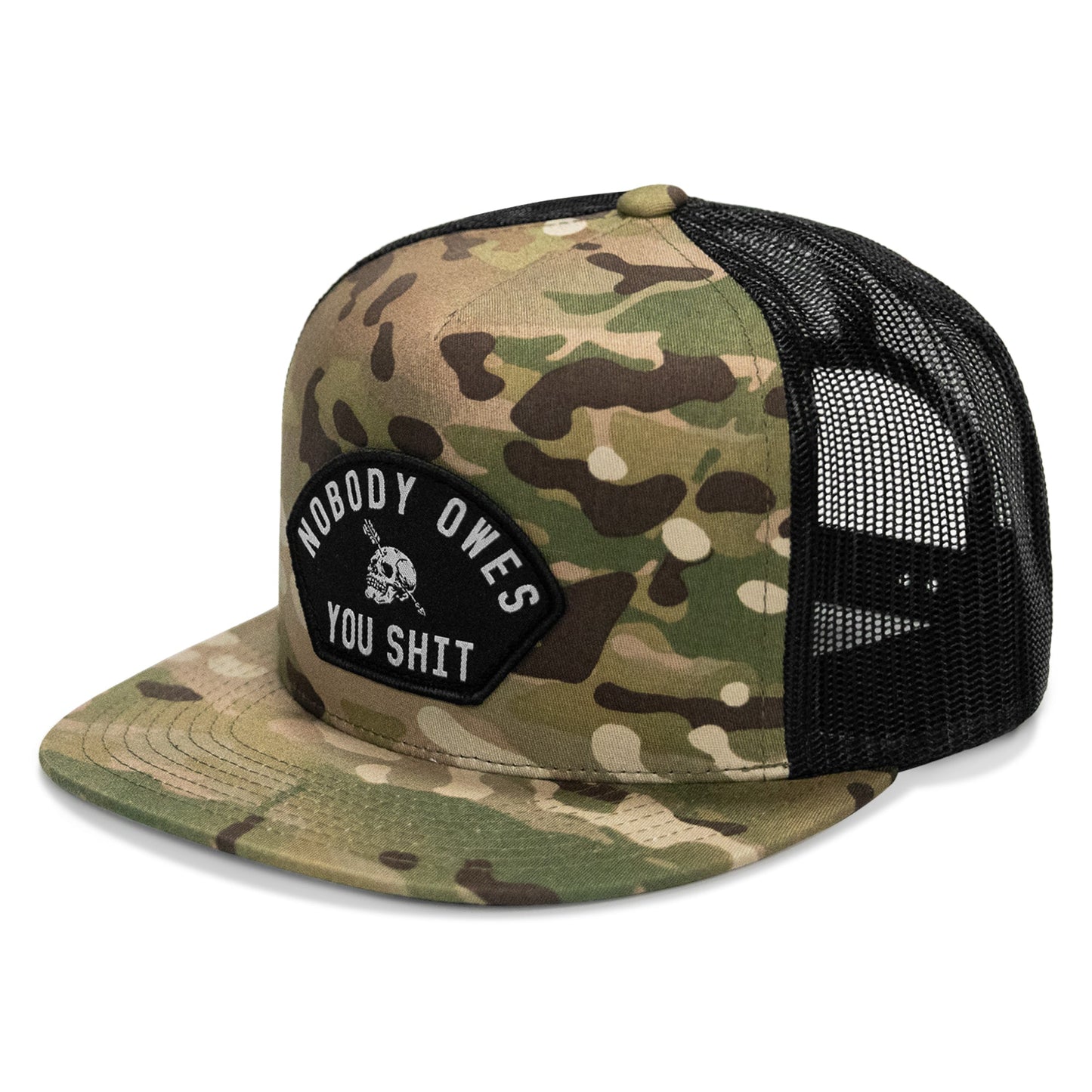 Nobody Owes Your Shit Arched Patch Flatbill SnapBack Hat