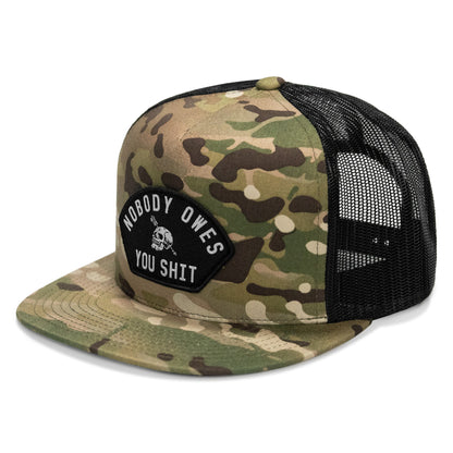 Nobody Owes Your Shit Arched Patch Flatbill SnapBack Hat