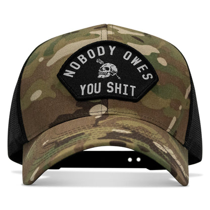 Nobody Owes You Shit Arched Skull Patch Snapback